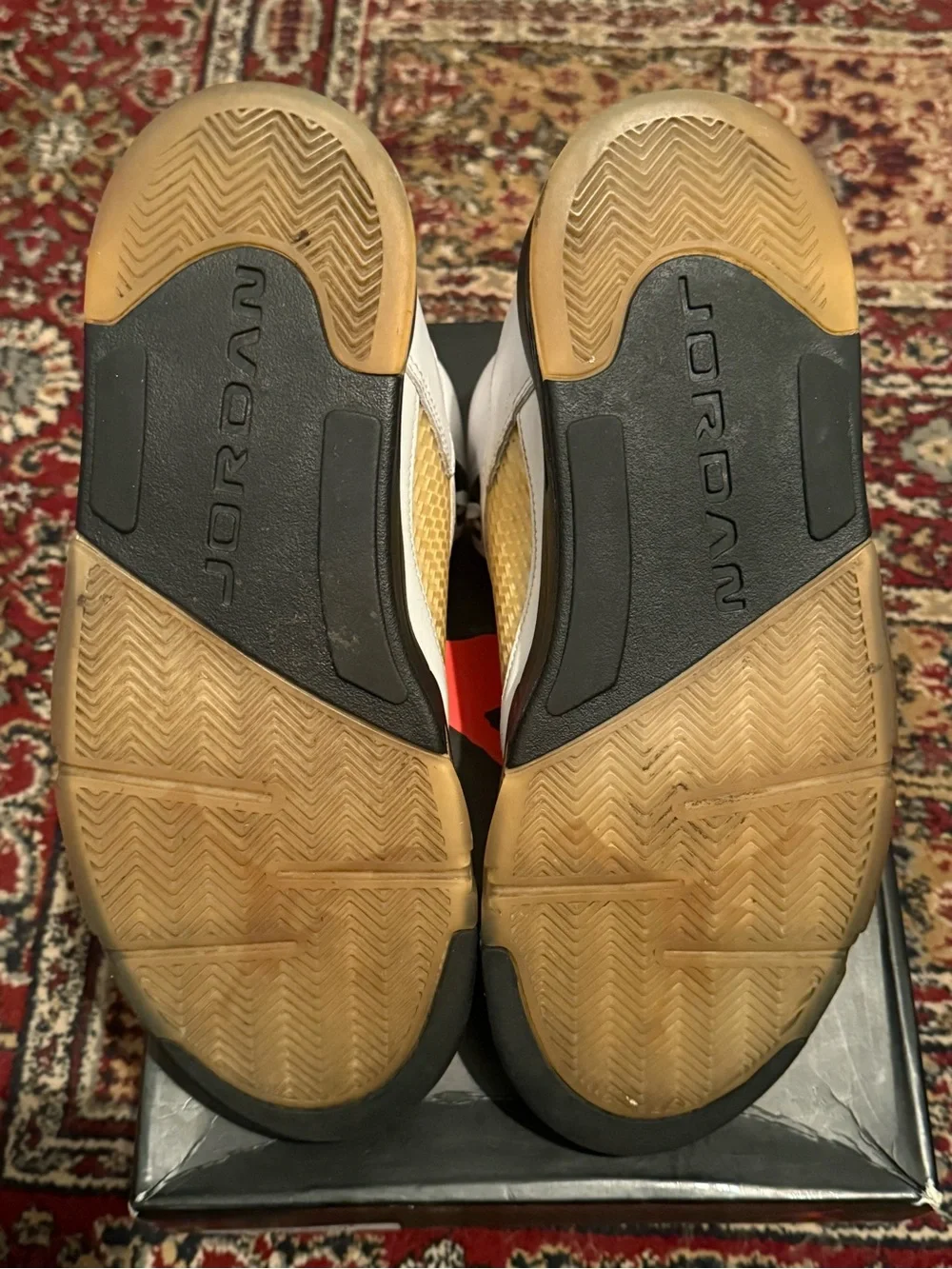 Jordan 5 Retro Olympic- White and Gold Retro Basketball Sneakers